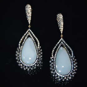 Moonstone Victorian Diamond Earrings